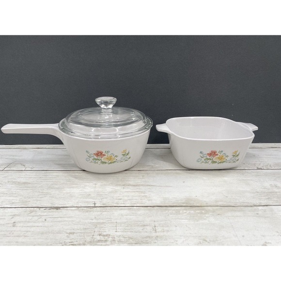 2 Vintage Corning Ware Dishes MEADOW Casserole P43B /Saucepan P89B W/LID - Picture 10 of 12